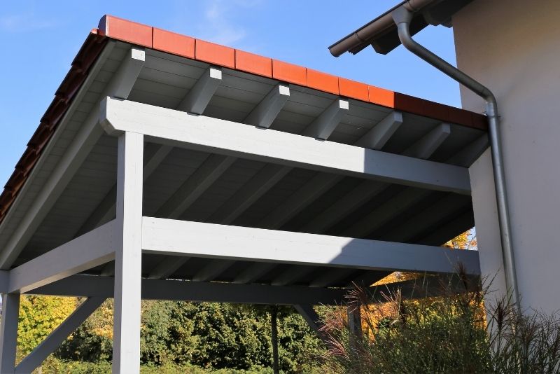 A carport build of metal